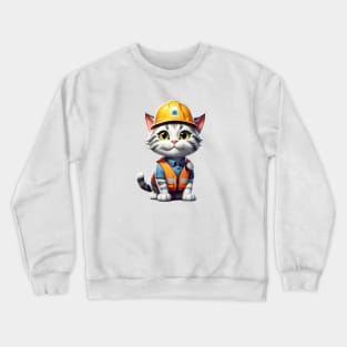 Cat With Hard Hat Crewneck Sweatshirt